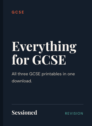 Cover of Everything for GCSE: navy, with the level and the title set large, and the Sessioned imprint along the foot.